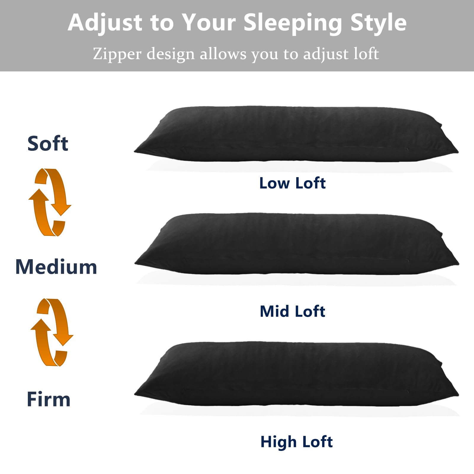 1 Almohada de Cuerpo MIDDLE ONE, Almohadas -Negro - Imagen 6