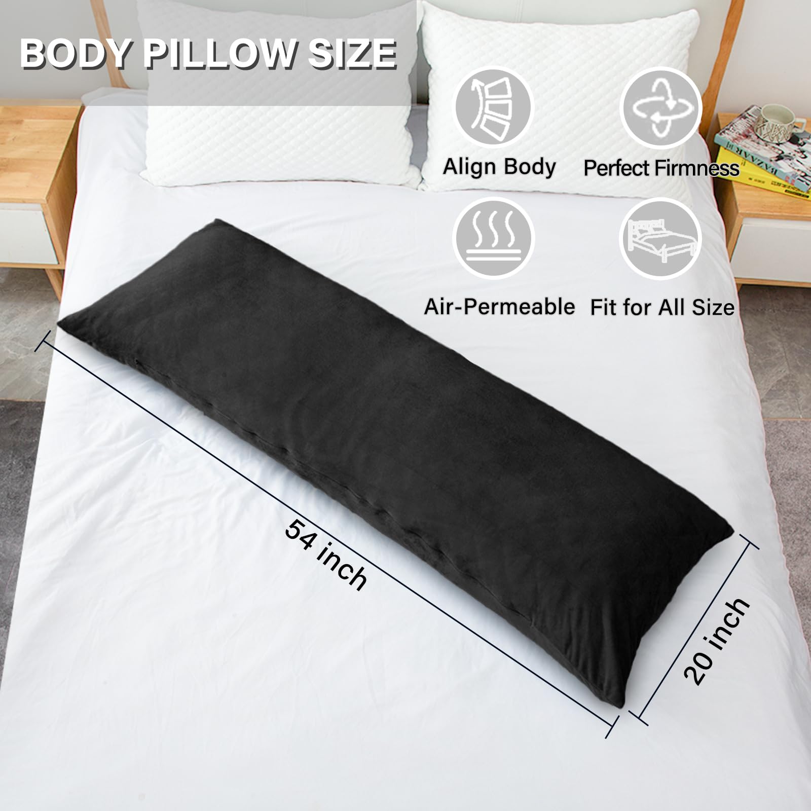 1 Almohada de Cuerpo MIDDLE ONE, Almohadas -Negro - Imagen 4