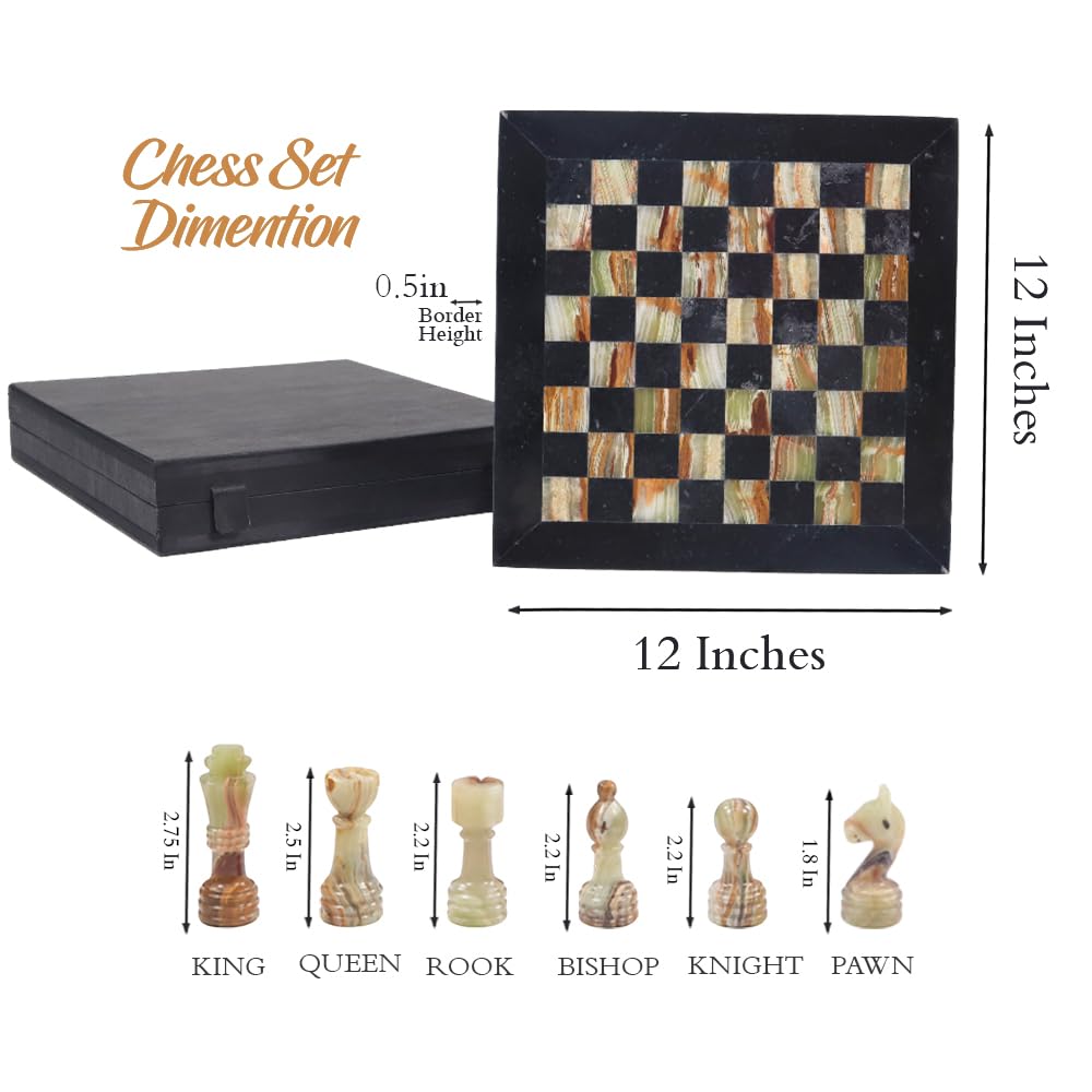 Set de ajedrez de mármol con caja de almacenamiento 12 - Imagen 9