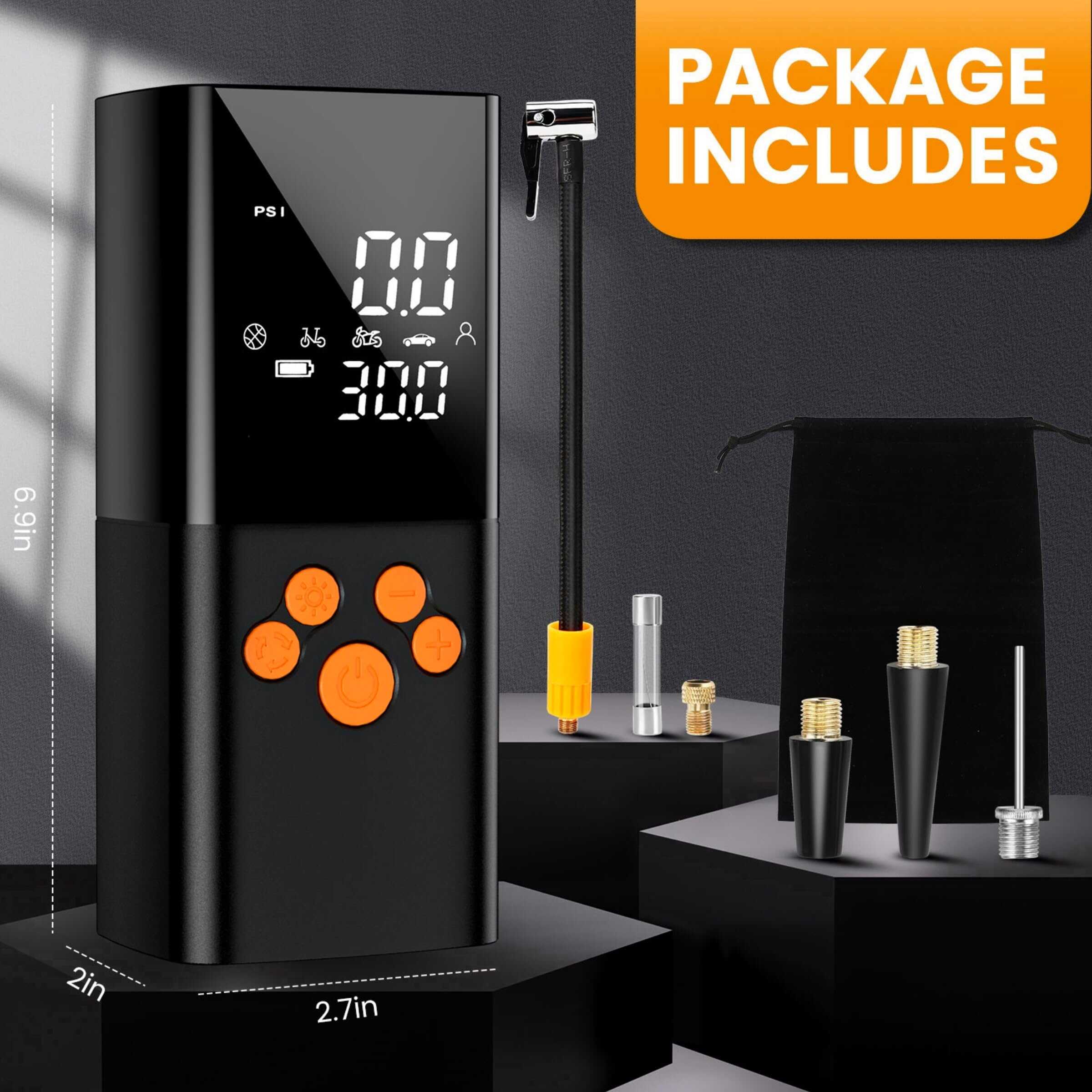 Inflador de neumáticos Portátil Compresor de aire, 25000mAh - Imagen 8