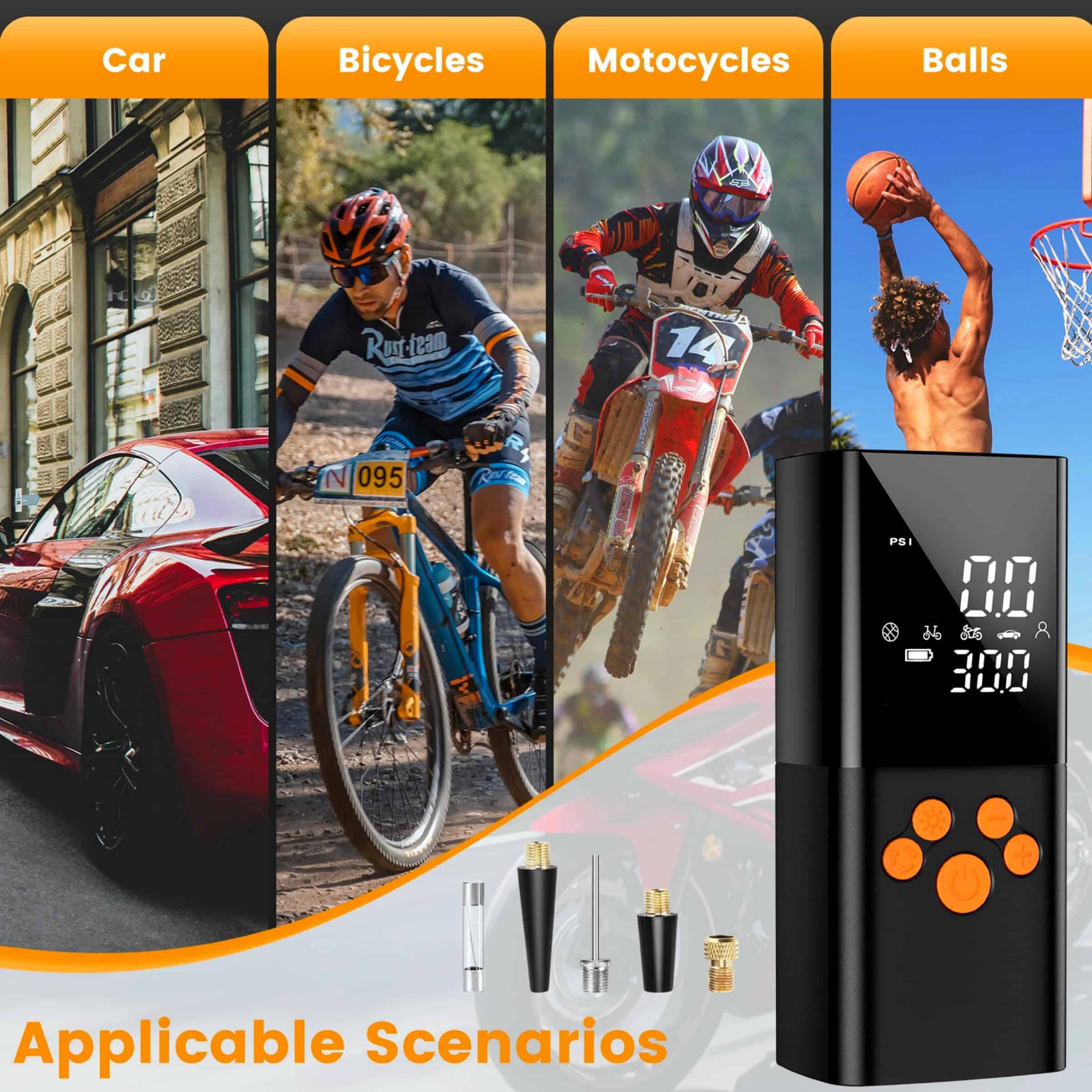 Inflador de neumáticos Portátil Compresor de aire, 25000mAh - Imagen 6