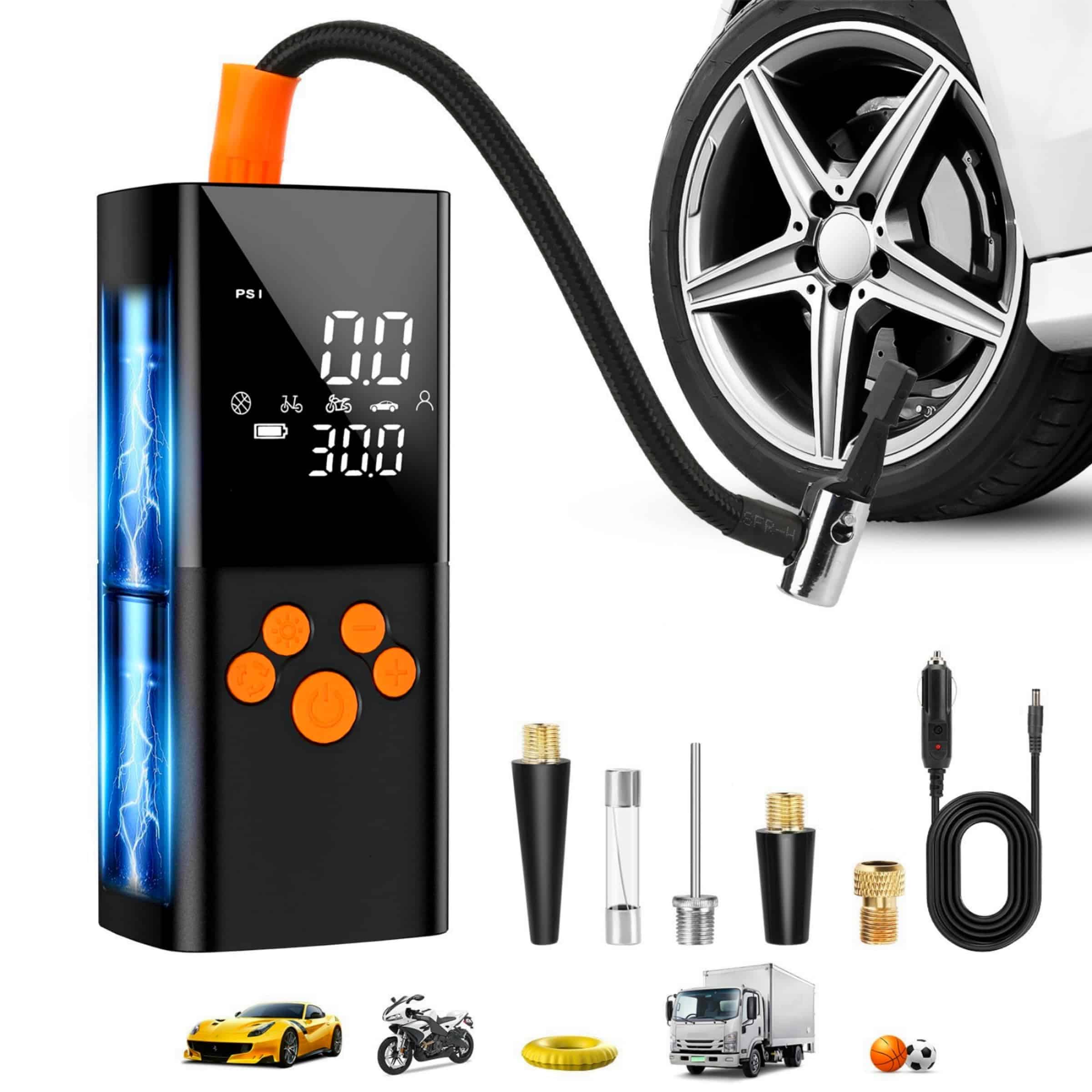 Inflador de neumáticos Portátil Compresor de aire, 25000mAh