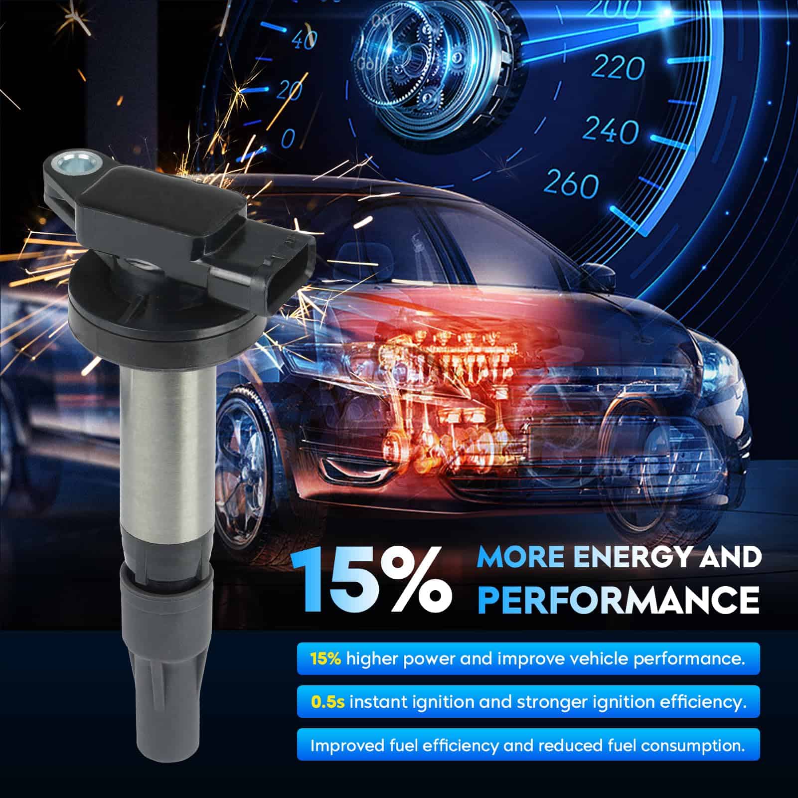 Paquete de Bobina de Encendido + Bujías de -19 8 Sets - Imagen 6