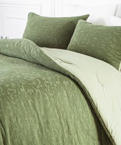 Juego de edredón King softpage de algodón, verde bosque -