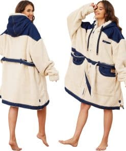 Manta con capucha extragrande KOOETTS con cremallera Denim