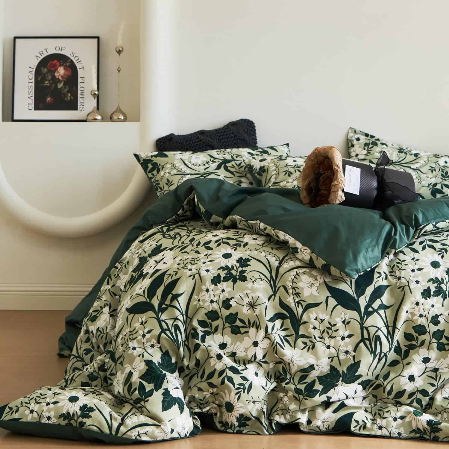 DUVET COVER BUPIRD King Flower 100% Algodón Suave Juego de - Imagen 3