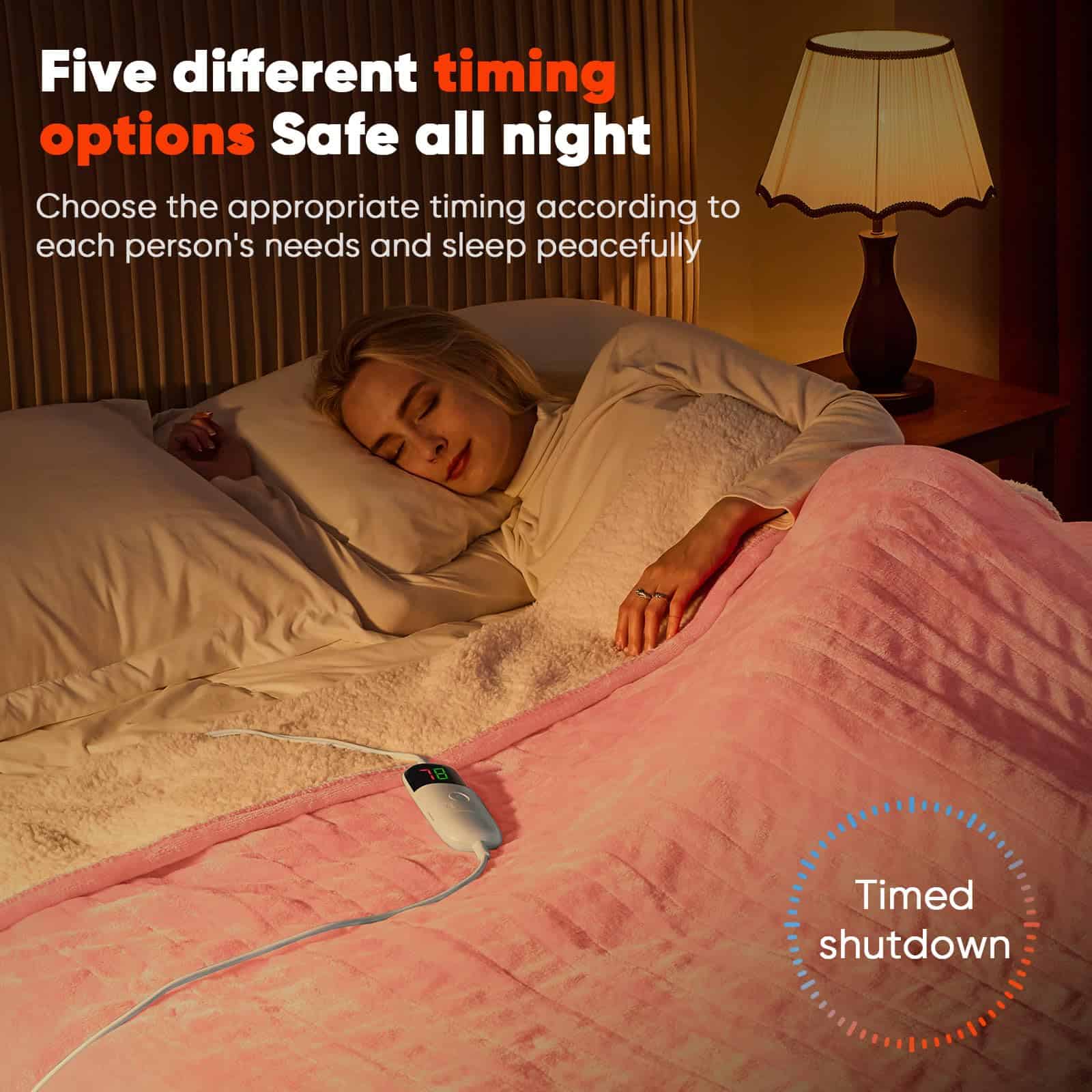 Manta Eléctrica greenoak de Felpa Sherpa 50"X60", Con 10 - Imagen 5