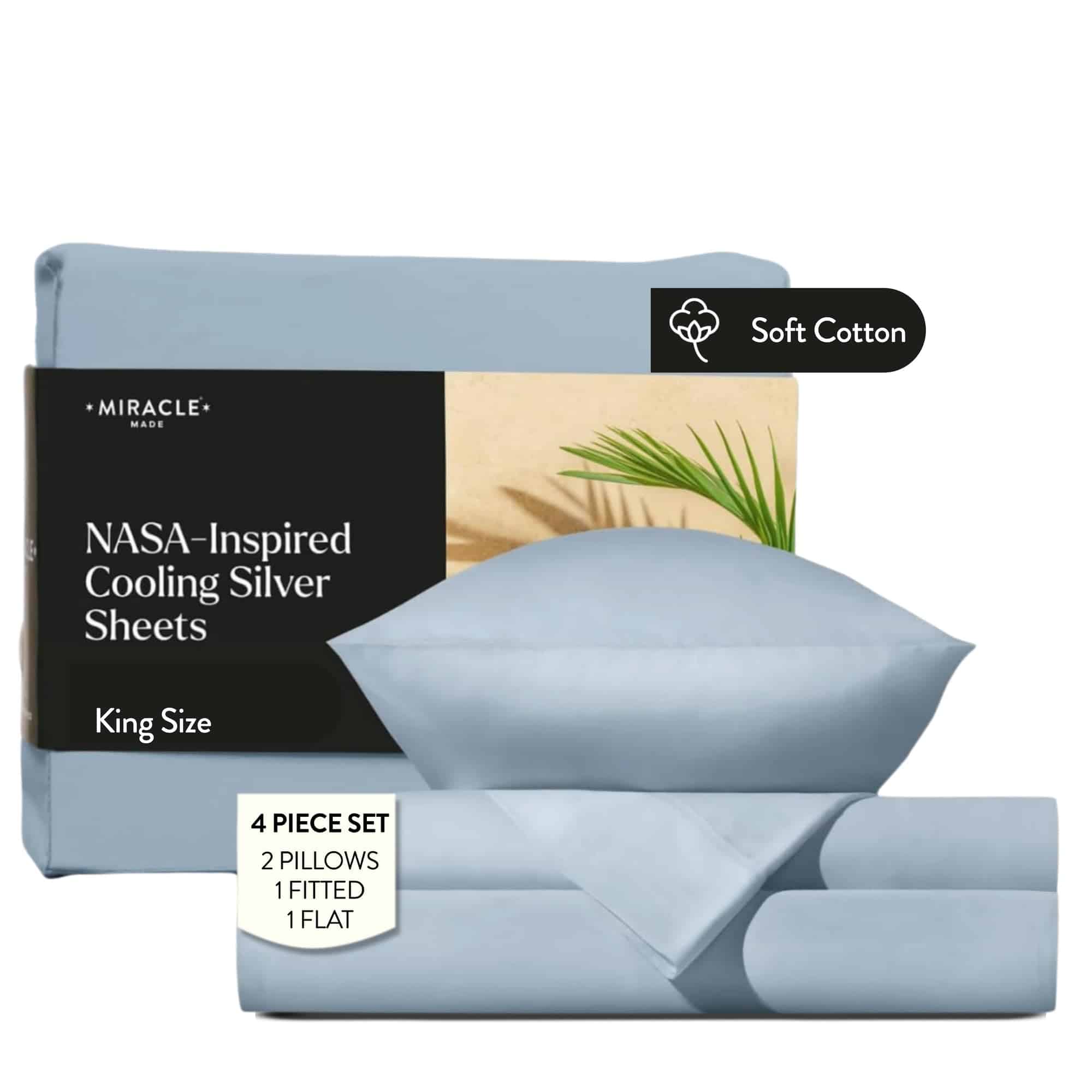 Juego de Sábanas de Algodón Miracle Made - Sábana Cama Azul