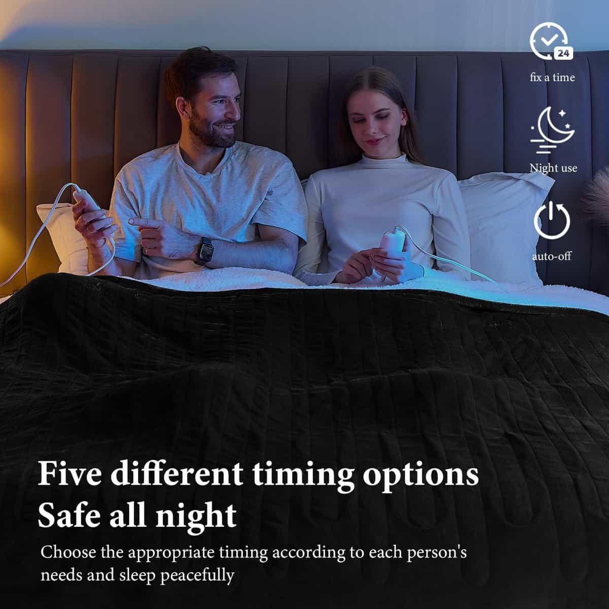 Manta Eléctrica greenoak Tamaño King 100"X90" -Negro Lacado - Imagen 5