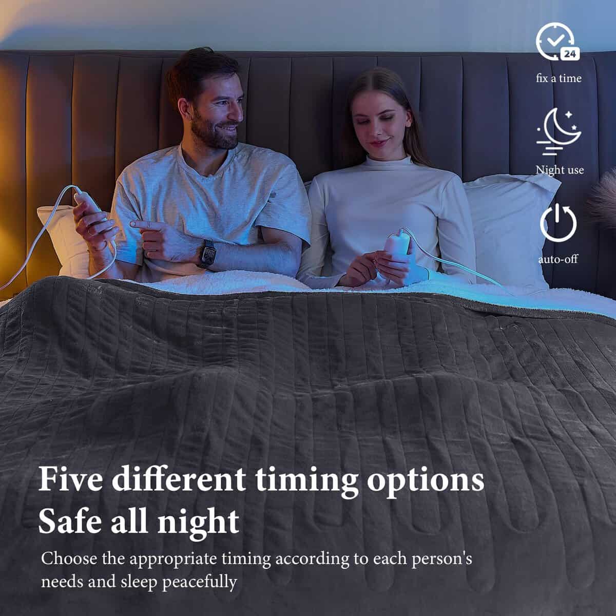 Manta Eléctrica greenoak Tamaño Queen 84"X90" -Gris Neblinos - Imagen 5