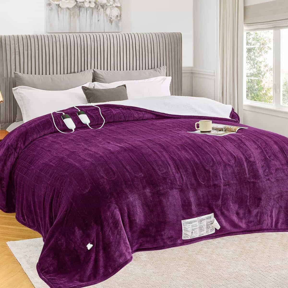 Manta Eléctrica greenoak Tamaño King 100"X90" -Morado Taro