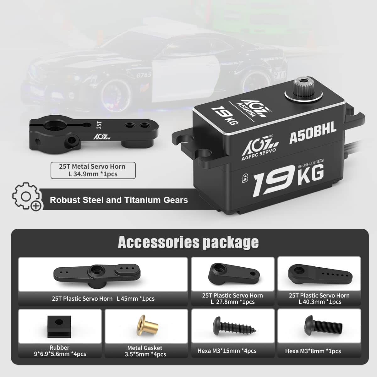 AGFRC 19KG Servo de Dirección RC Programable de Perfil Bajo - Imagen 8