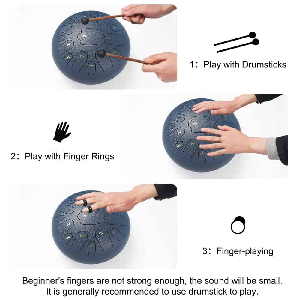 Steel Tongue Drum 12 Pulgadas 15 Notas -ón (azul) - Imagen 5