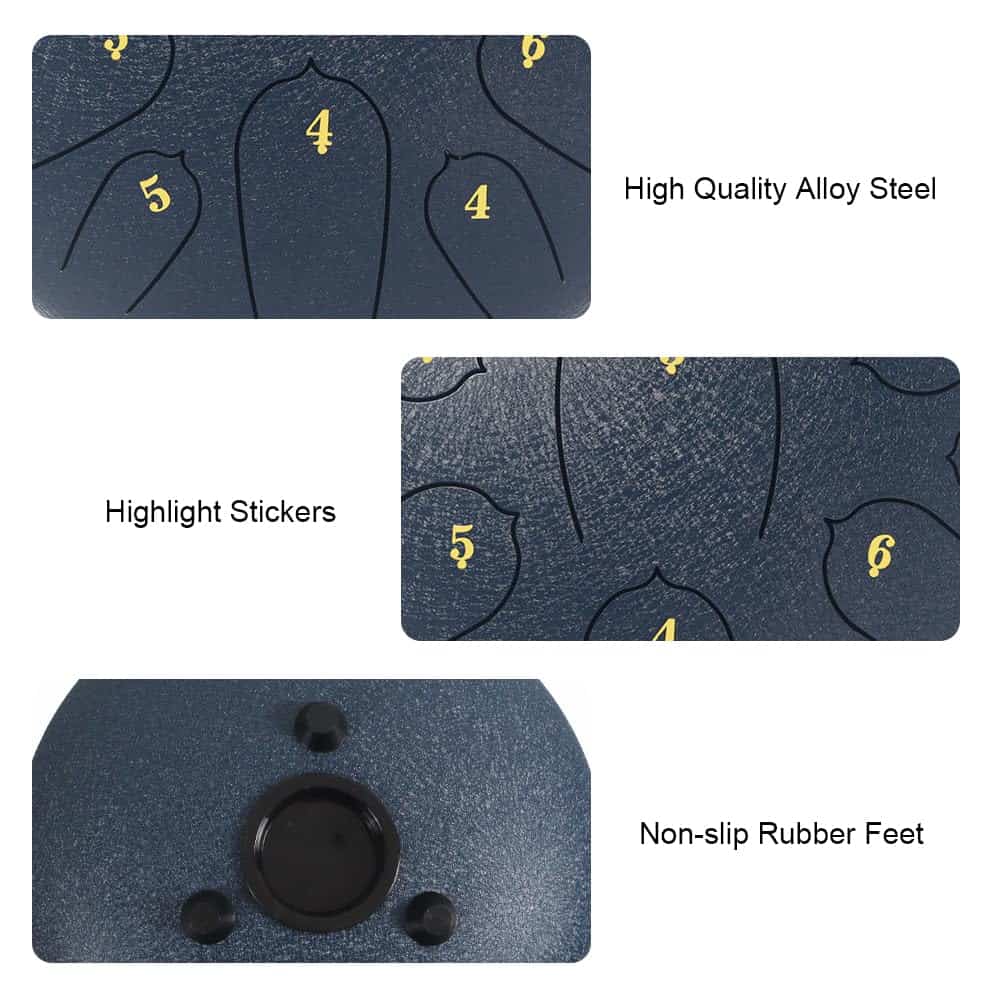 Steel Tongue Drum 12 Pulgadas 15 Notas -ón (azul) - Imagen 7