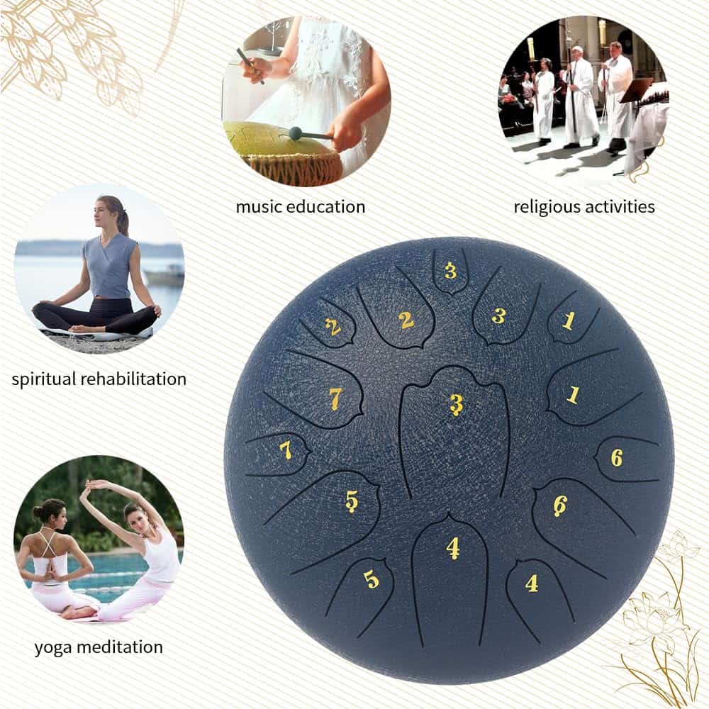 Steel Tongue Drum 12 Pulgadas 15 Notas -ón (azul) - Imagen 8