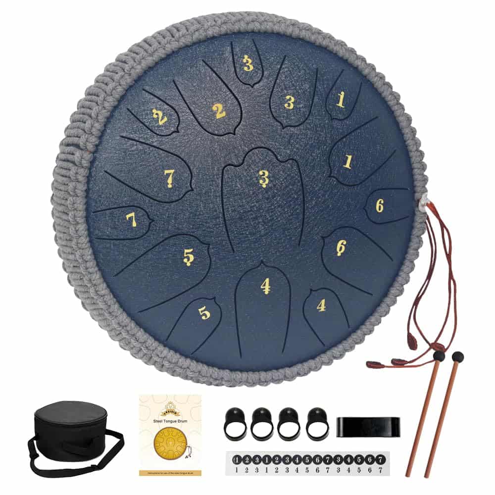Steel Tongue Drum 12 Pulgadas 15 Notas -ón (azul) - Imagen 3