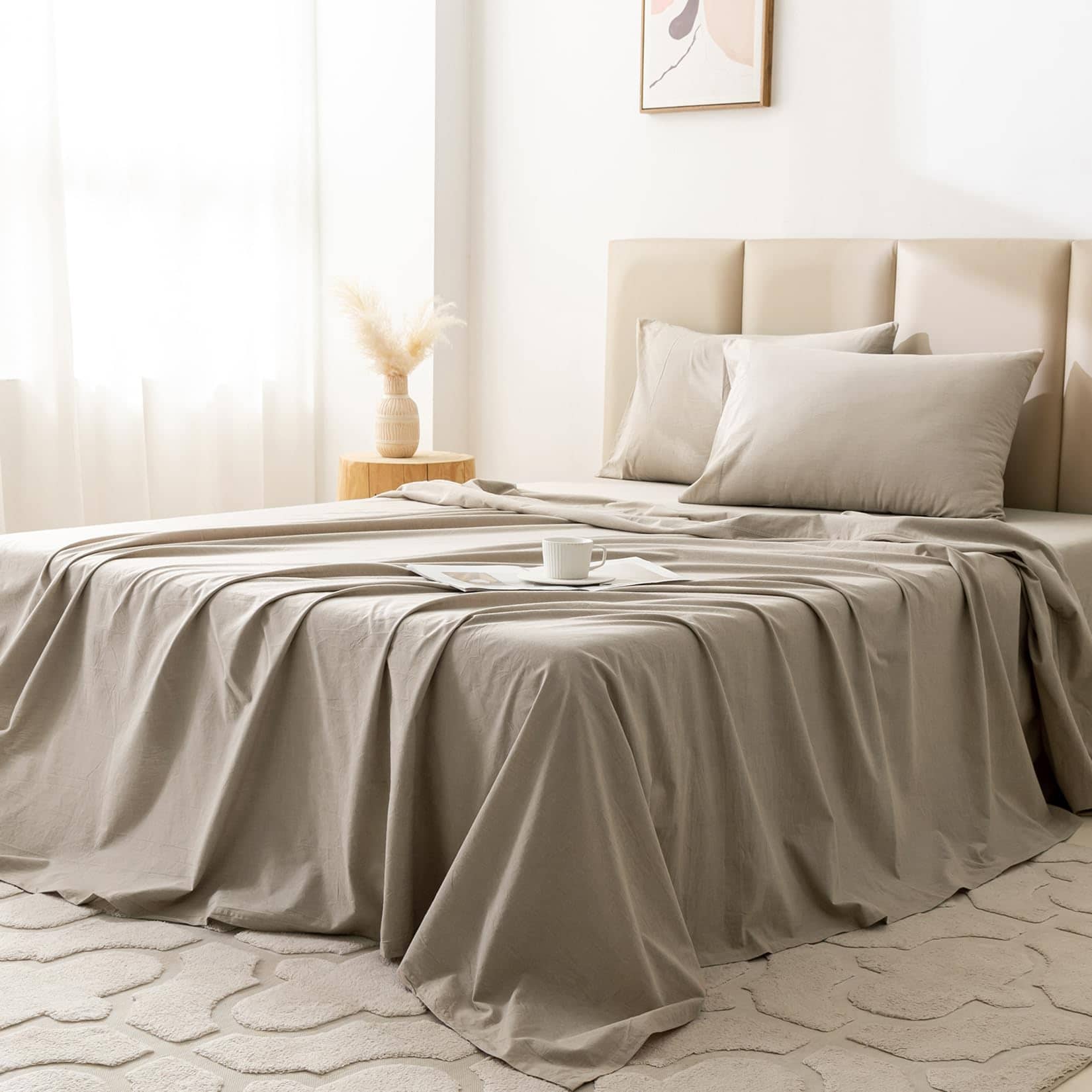 Juego de Sábanas de Lino Gris BDEAR de 6 Piezas Tamaño - Imagen 8