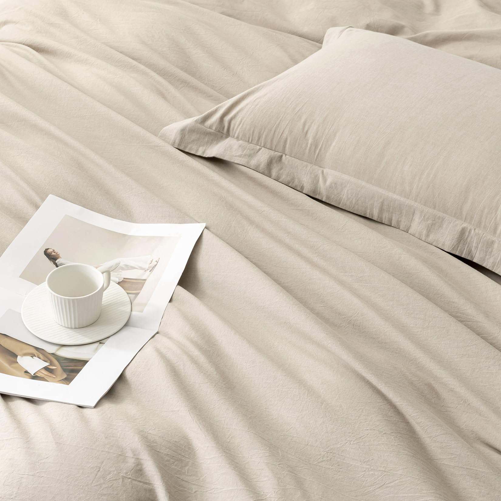 Juego de Sábanas de Lino Gris BDEAR de 6 Piezas Tamaño - Imagen 9