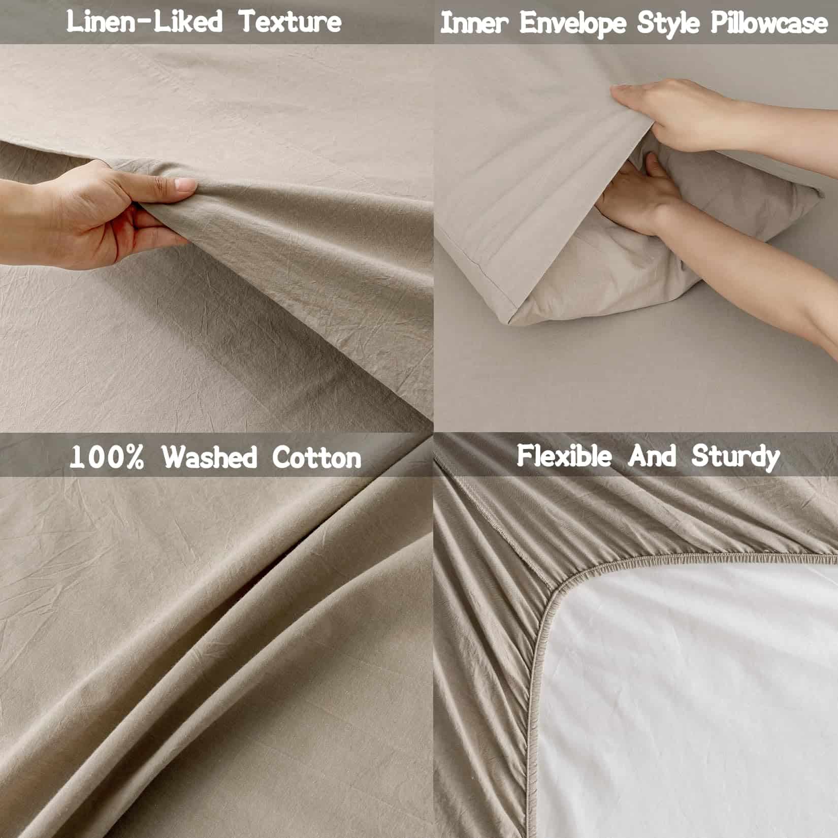 Juego de Sábanas de Lino Gris BDEAR de 6 Piezas Tamaño - Imagen 6