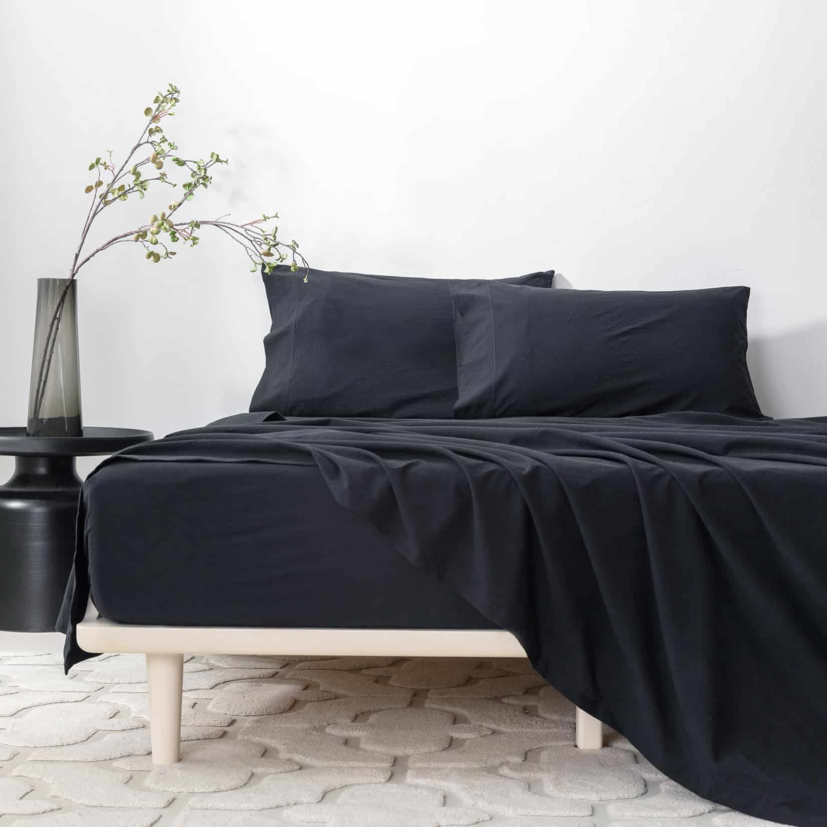 Juego de sábanas de 6 piezas BDEAR negro estilo lino para - Imagen 7