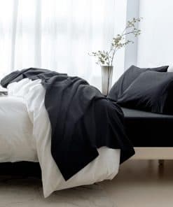 Juego de sábanas de 6 piezas BDEAR negro estilo lino para