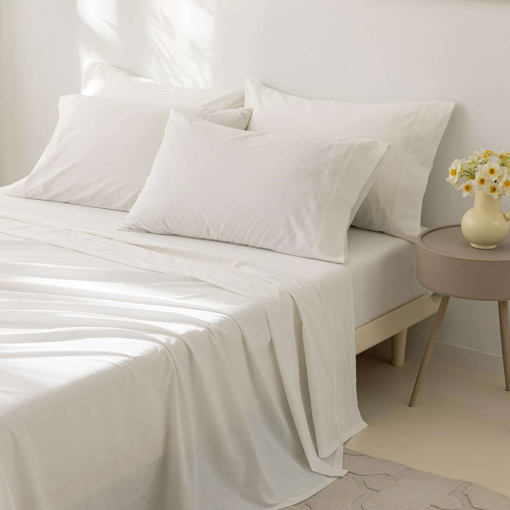 Juego de sábanas de 6 piezas BDEAR de lino blanco para cama - Imagen 6