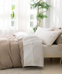 Juego de sábanas de 6 piezas BDEAR de lino blanco para cama