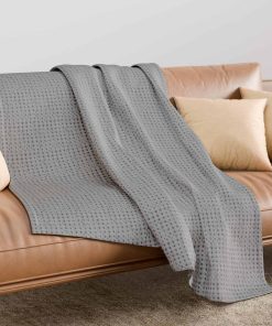 Manta de Tela de Gofre 100% Algodón para Tamaño King (Gris