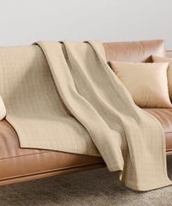 Manta de Tejido de Cesta de Algodón 100% Full - Queen