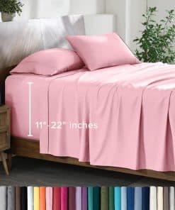 Juego de sábanas Bare Home Queen - Bolsillos -Rosa Claro