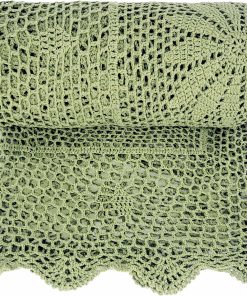 Manta de Ganchillo Boho Zenviro, Verde Salvia, 50"x60",