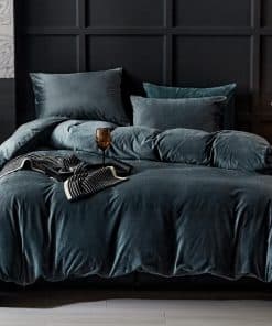 WARMDERN Juego de Funda de Edredón de Terciopelo Gris