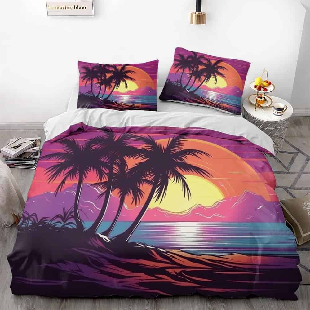 Set de Funda de Edredón Estilo Neon Miami Synthwave de