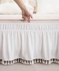 Faldón de Cama Fruncido con Borlas, 15" de Caída de Lujo