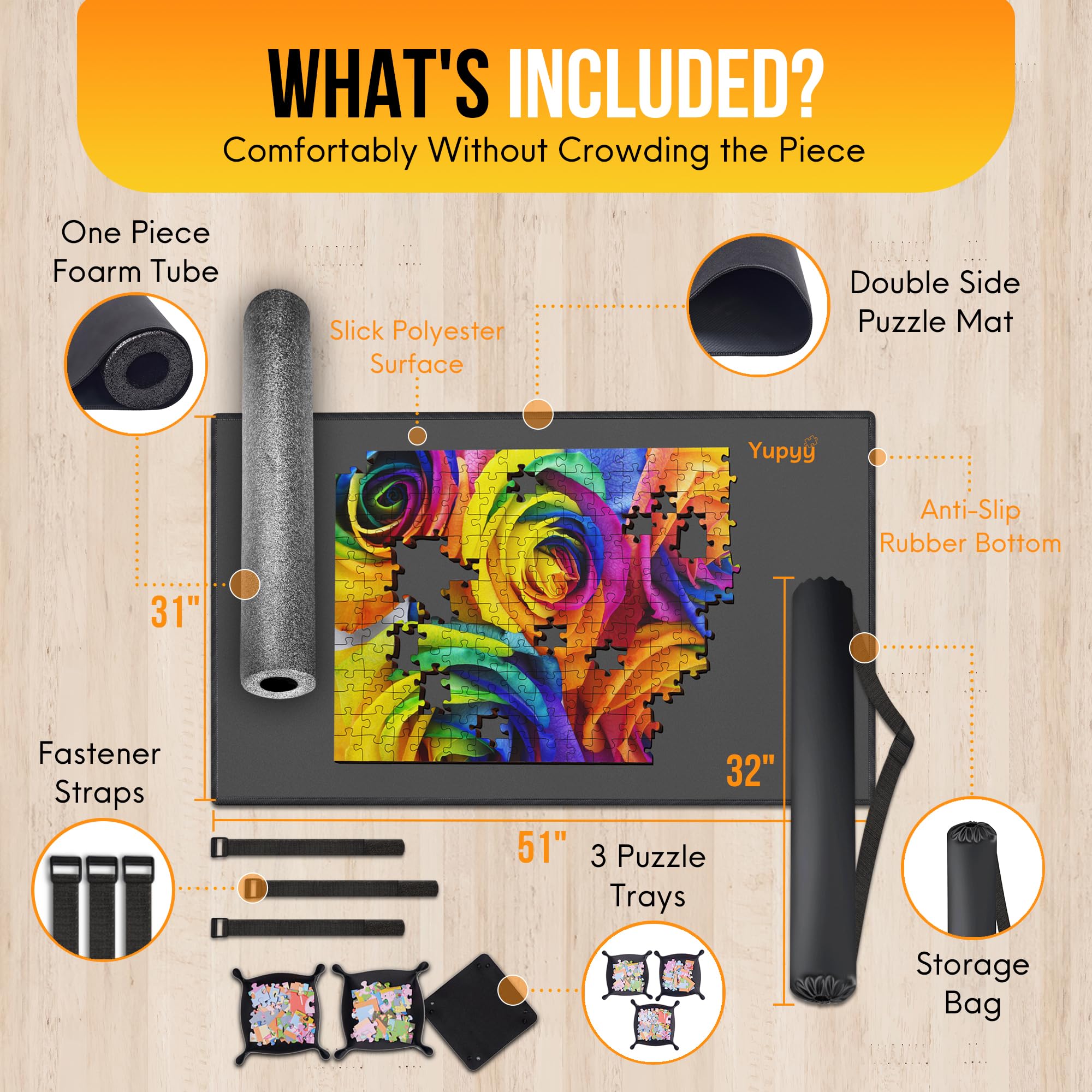 Tapete de Rompecabezas y 3 Bandejas de Ensamblaje, Tapete - Imagen 7