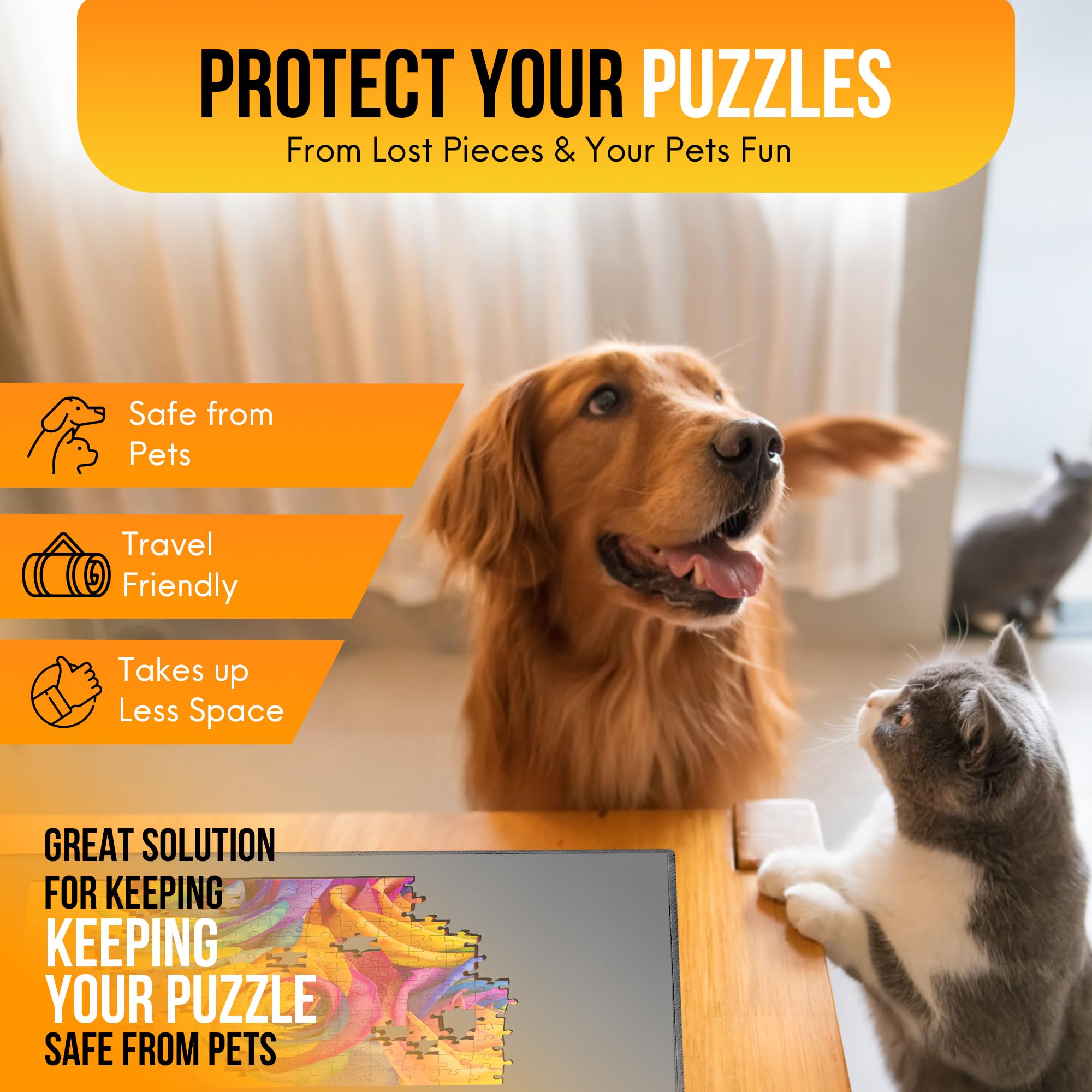 Tapete de Rompecabezas y 3 Bandejas de Ensamblaje, Tapete - Imagen 8