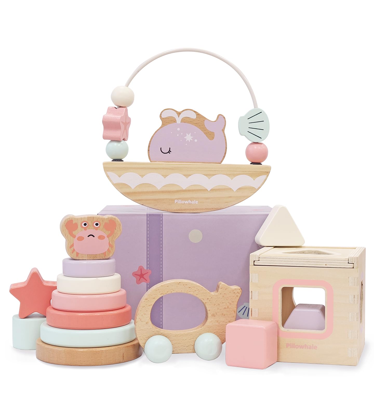 Juguete de Madera Montessori Pillowhale 4 en 1 para 1 Año,