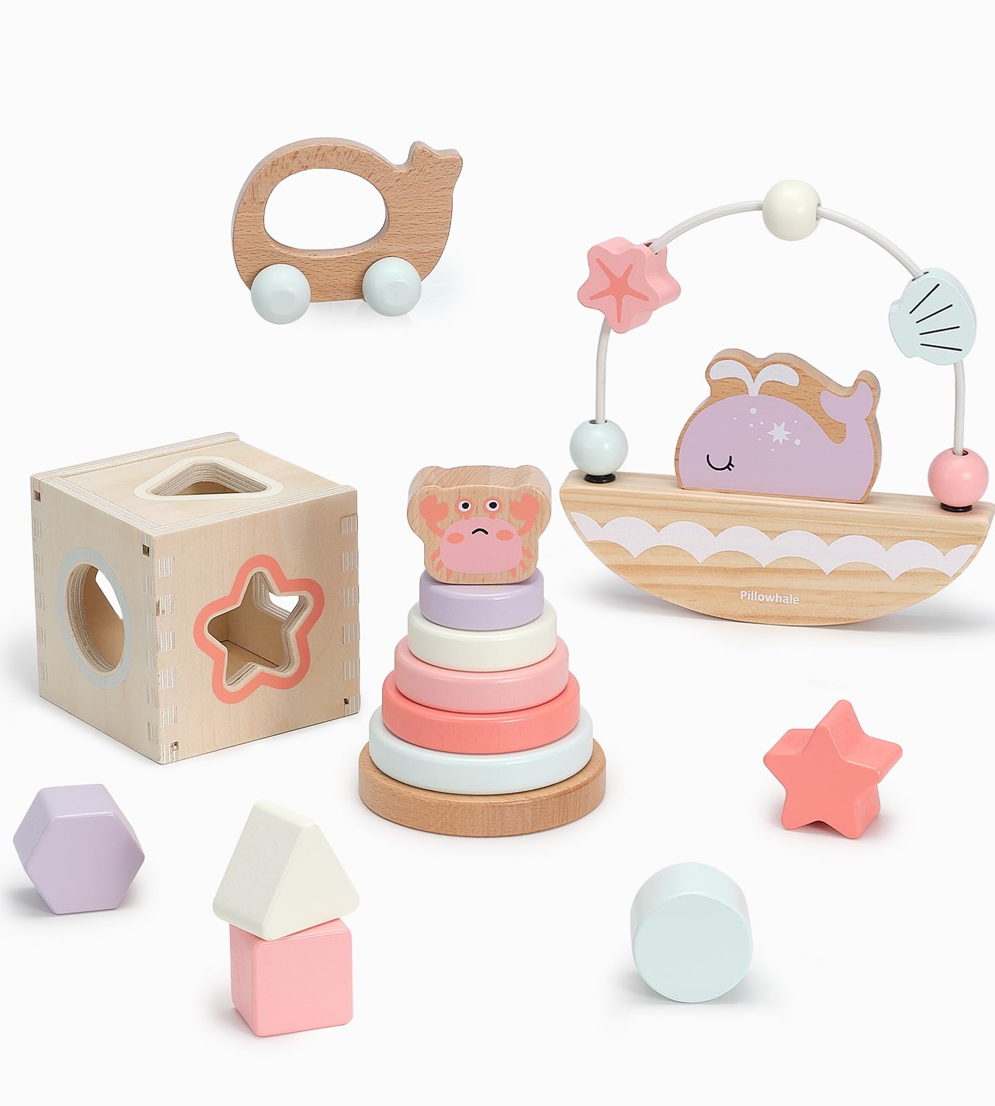 Juguete de Madera Montessori Pillowhale 4 en 1 para 1 Año, - Imagen 4