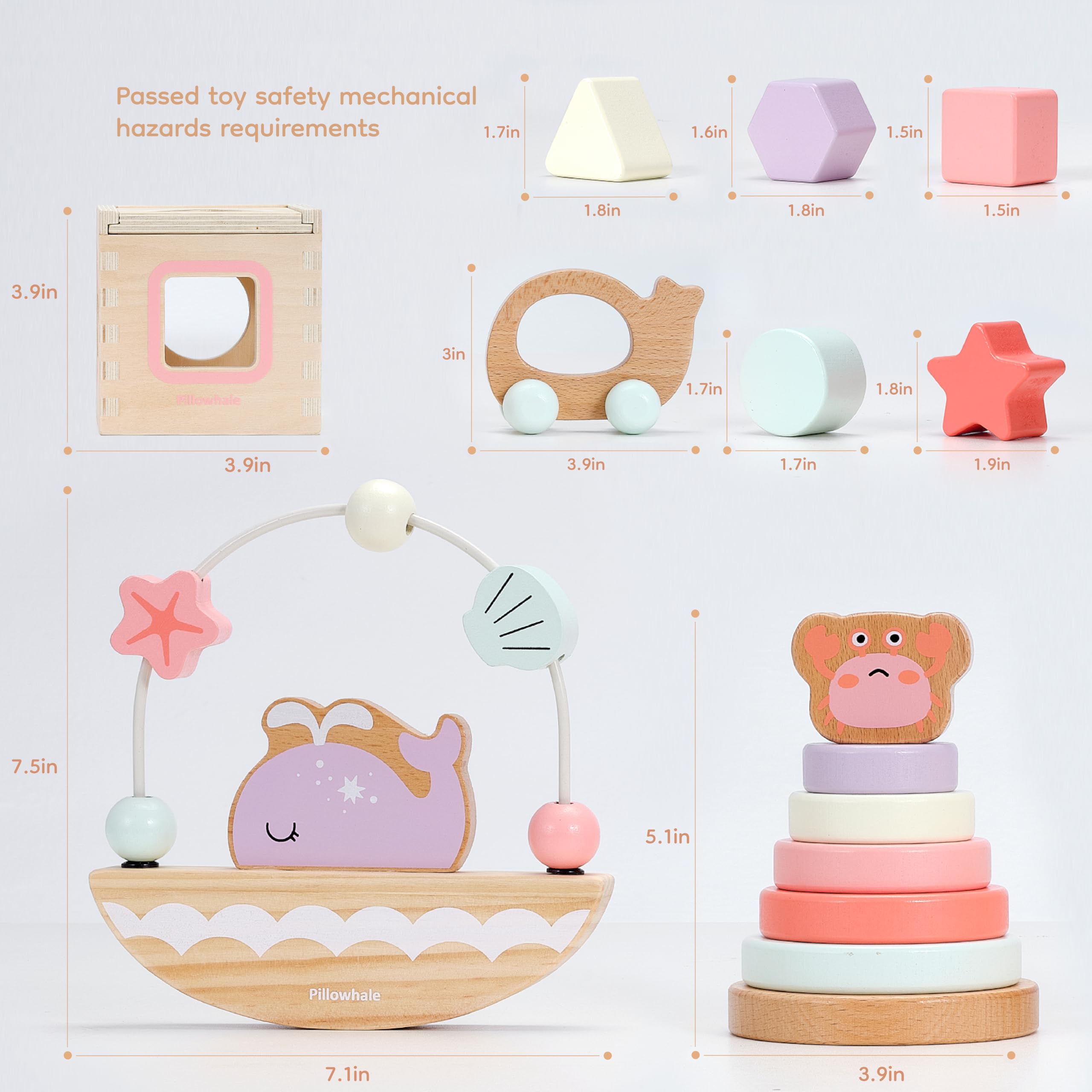 Juguete de Madera Montessori Pillowhale 4 en 1 para 1 Año, - Imagen 7