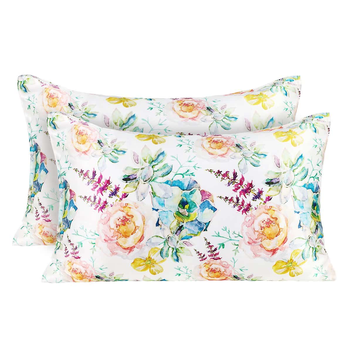 Funda de Almohada de Seda Estampada en Rosa y Azul, Paquete