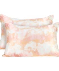 Funda de Almohada de Seda Estampada MANSPHIL Naranja 2 Pack