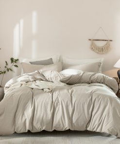 Funda de Edredón de Lino Gris Warm Moment Tamaño California