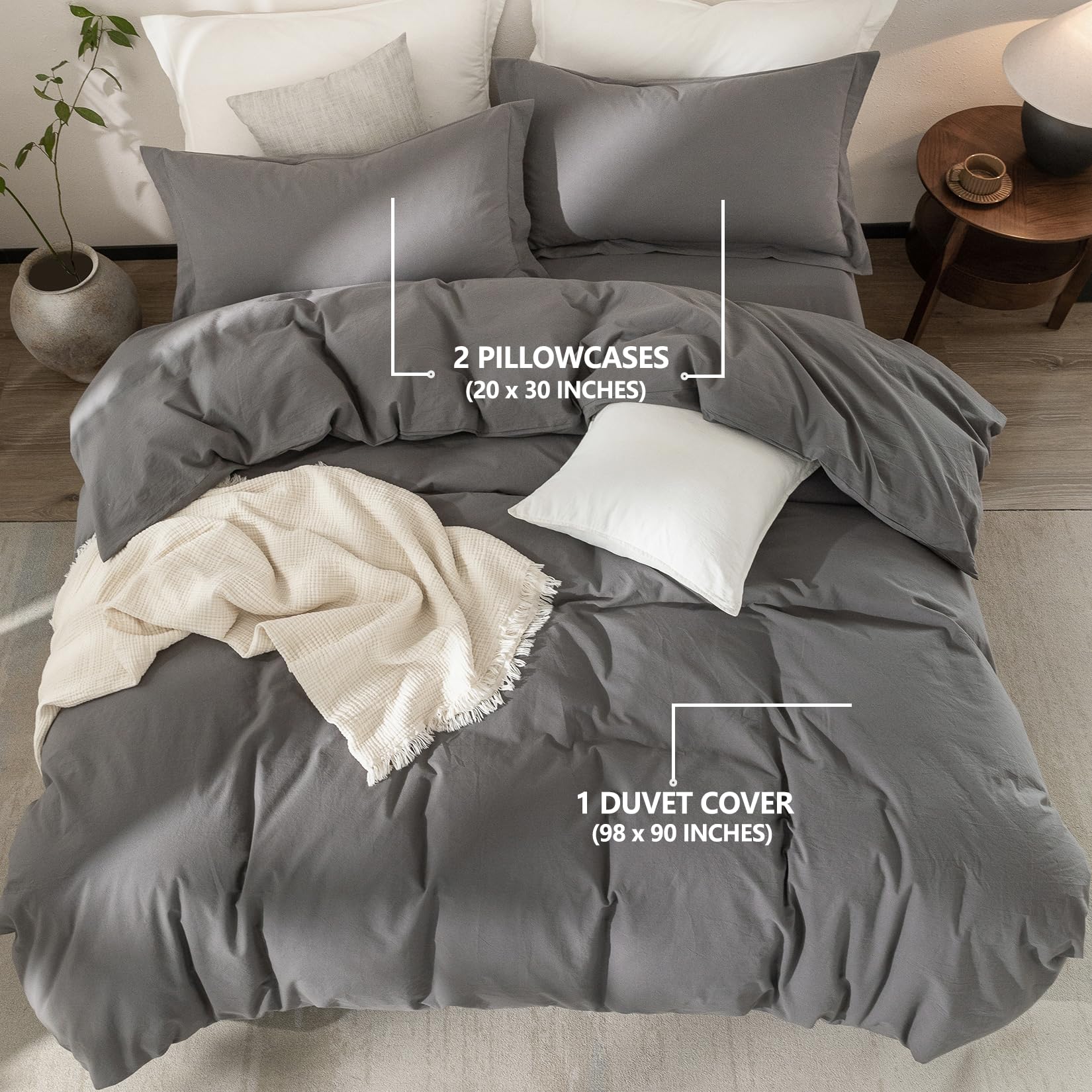 Juego de Funda de Edredón de Algodón Lavado 100% Momento - Imagen 5