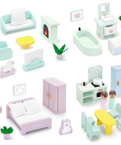 Juego de Muebles para Casa de Muñecas de Madera Pillowhale,