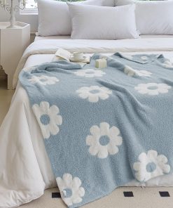 Manta de punto floral con flores de margarita Manta de