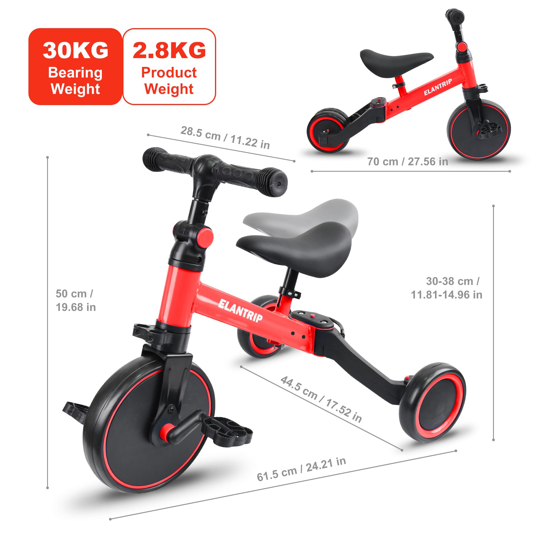 Elantrip 5 en 1 Bicicleta de Equilibrio para Niños de 1 a 3 - Imagen 6