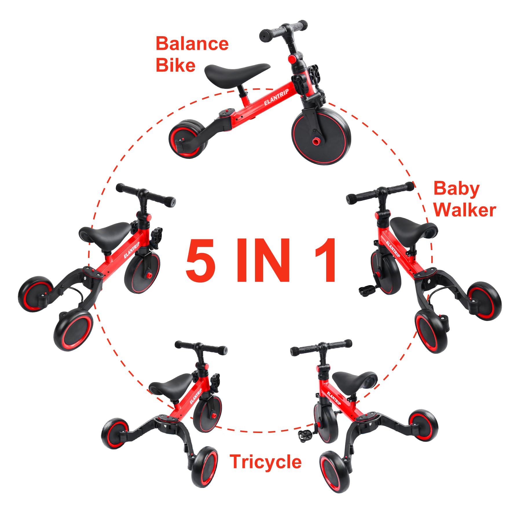 Elantrip 5 en 1 Bicicleta de Equilibrio para Niños de 1 a 3 - Imagen 3