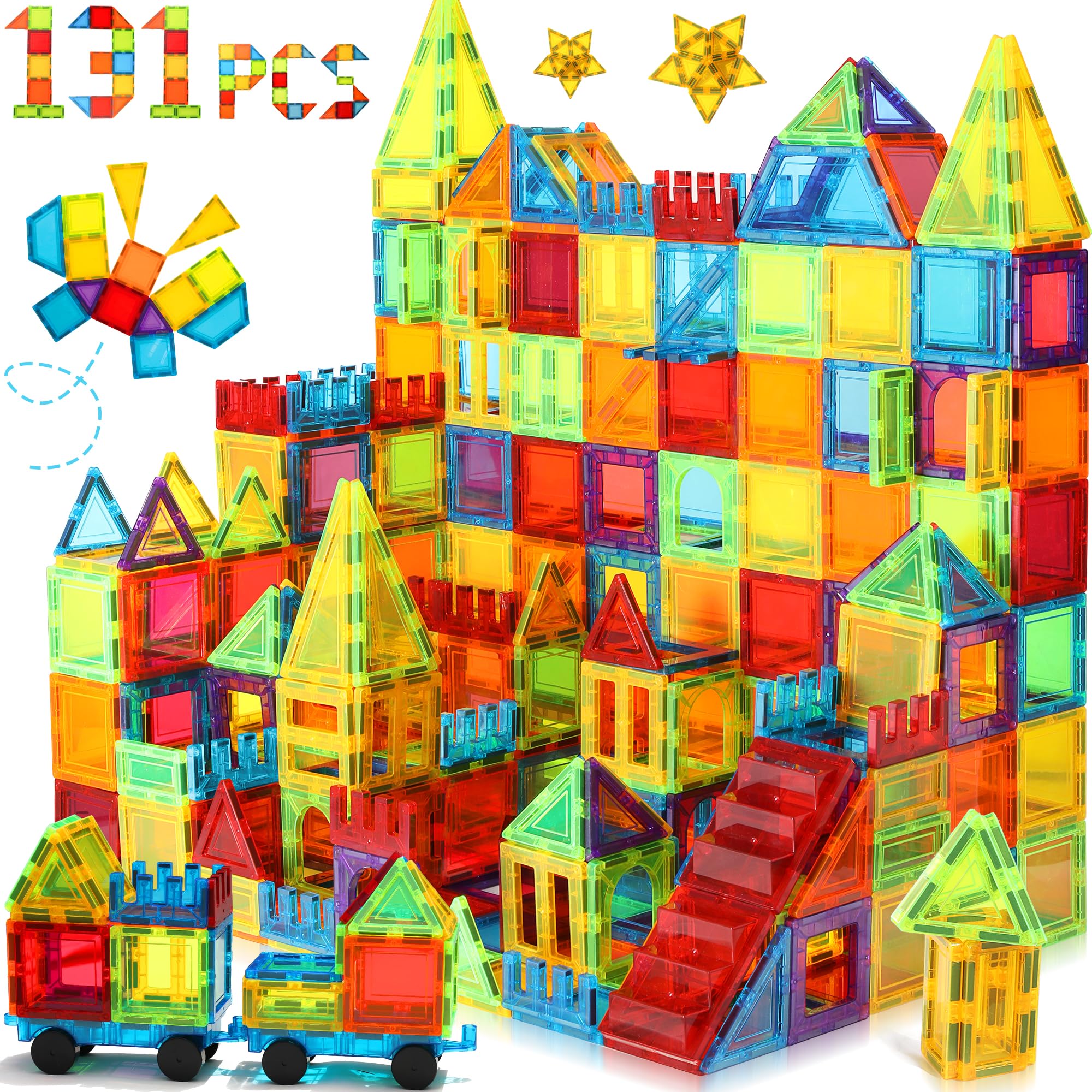 W WISE BLOCK Magnetic Tiles, 131 Piezas de Bloques