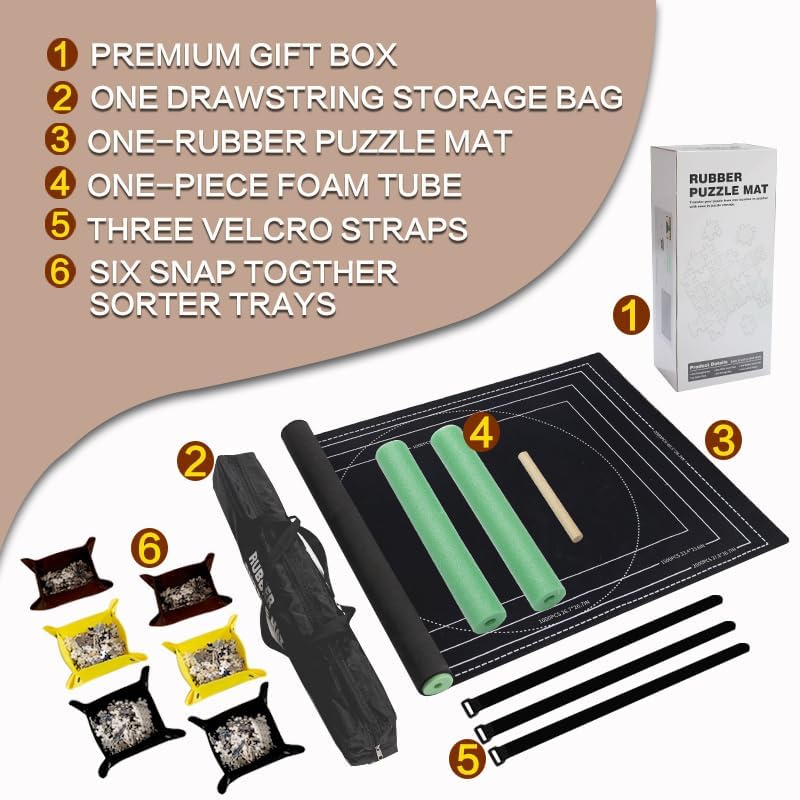 Tapete de rompecabezas HuangDou Roll Up 44� x 30� Portátil - Imagen 4