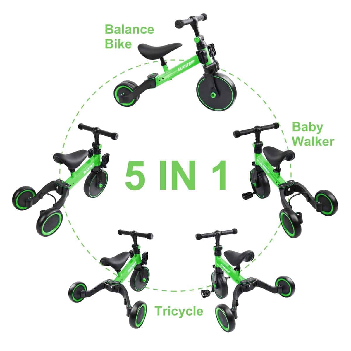 Bicicleta de Equilibrio 5 en 1 Elantrip para -Verde - Imagen 3